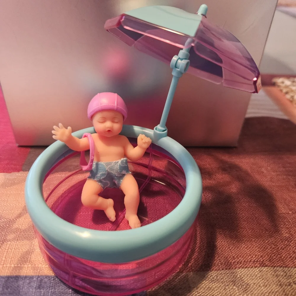 Zuru Mini Baby Pool Toy with Umbrella - Pink & Aqua - Picture 1 of 7